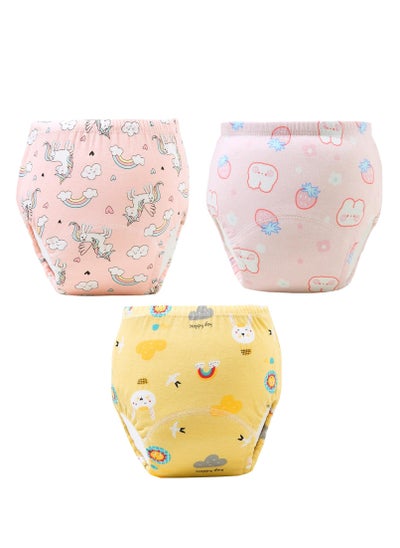 Buy 3 Pack Baby Cotton Training Underwear Boys Girls Strong Absorbent Potty Training Pants in Saudi Arabia