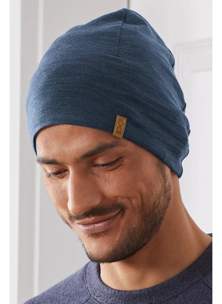 Buy Men Merino Wool Hat, Dark Blue in UAE