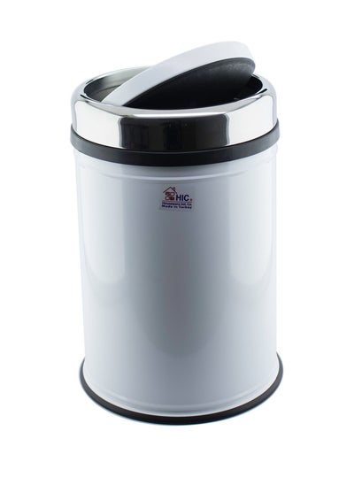 Buy Wastebasket steel white color size16 liters in Saudi Arabia