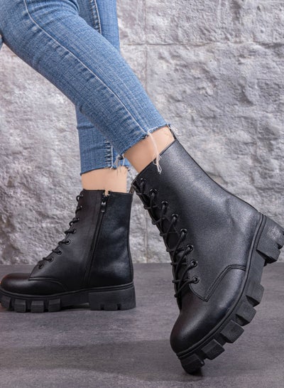 Buy Women Leather Half Boot - black in Egypt