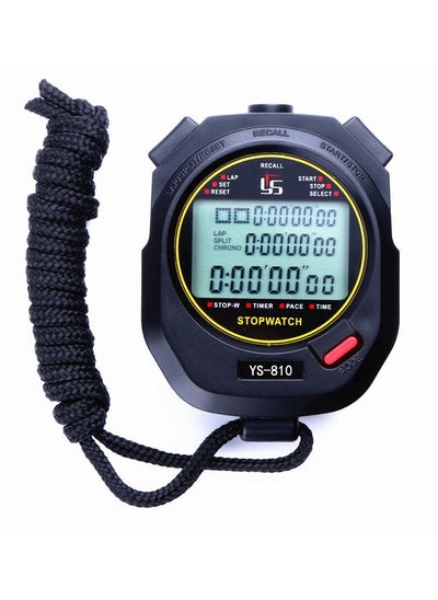 Buy Electronic Digital Sport Stopwatch, Three Row 60 Track Electronic Stopwatch Timer,   Large Display with Date Time and Alarm Function, Suitable for Sports Coaches Fitness Coaches and Referees, Black in Saudi Arabia