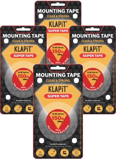 اشتري KLAPiT SUPER TAPE شريط مزدوج الجوانب شريط تركيب شديد التحمل يحمل 150 رطلا أو 68 كجم من الوزن باستخدام تقنية النانو المحسنة. شريط شفاف للجدران والخشب والبلاط والحجر والزجاج والمعادن والاكريليك في الامارات