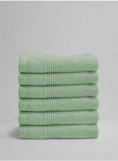 اشتري 6 Pieces Face Towel by La'Marvel, Misty Jade 550 GSM 100% Cotton Luxury Home Towels في السعودية