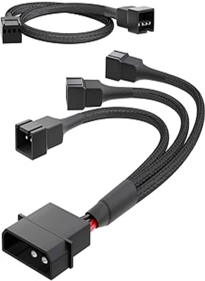 اشتري KabelDirekt 835 0.3m 2-pin Molex 12V to 3 x 15cm fan Y-cable + 30cm PWM extension cable black في مصر