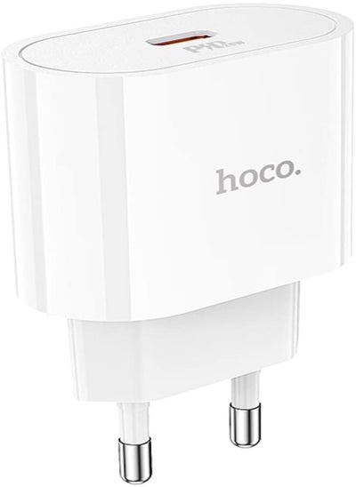 Buy Hoco C94A - Metro Single Port Fast Charger (3A- PD20W), Support PD, PPS, QC3.0, FCP, AFC Fast Charging Protoclols, Compatible with iPhone Samsung Xiaomi Huawei Oppo - White in Egypt