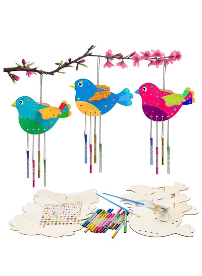 اشتري 8 Pack Bird Wind Chime Craft Kit, for Kids Wooden Bird Windchime Set 3D Birds DIY Wind Chimes for Boys Girls Spring Decoration Tree Decor Birthday Gift Garden Indoor Outdoor في السعودية