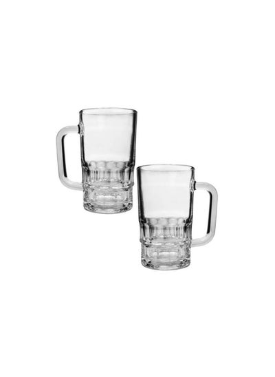 اشتري 2-Piece Glass Drinking Mug Set 340ml في الامارات