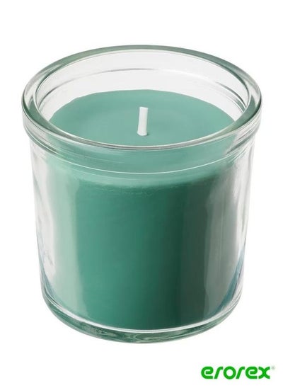 Buy Scented candle in glass Fresh grass light green 20 hr in Saudi Arabia