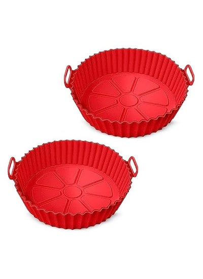 Buy 2 Pack Air Fryer Silicone Pot,Silicone Liners Round Food Safe Non Stick Air Fryer Basket Accessories, Reusable Replacement of Flammable Parchment Liner in UAE