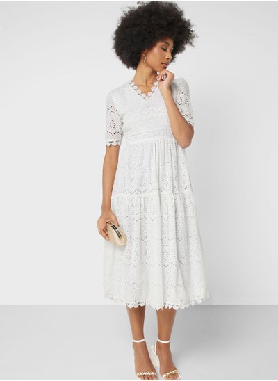 Buy Schiffli Tiered Dress in UAE