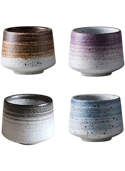 Buy Handmade Ceramic Coffee Cup 4 Pieces Multicolour in Saudi Arabia