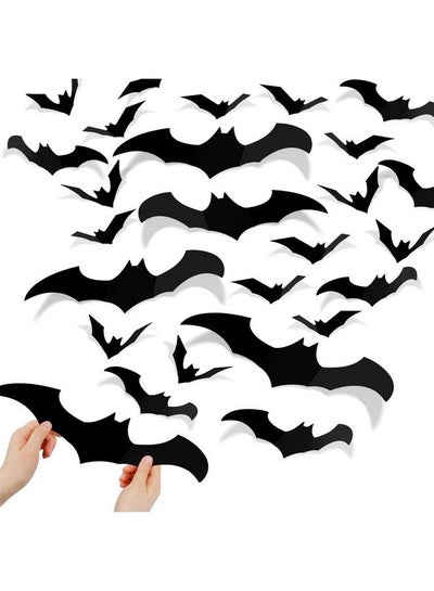 اشتري Halloween Bats Wall Decor140 Pcs 3D Bat Decoration Stickers For Home Decor 4 Size Waterproof Black Spooky Bats For Room Decor في الامارات