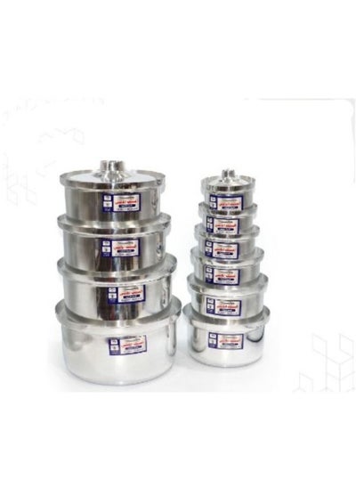 Buy 10-Piece Cookware Aluminum Pot Silver in Saudi Arabia