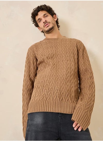 اشتري Cable Knit Relaxed Fit Crew Neck Jumper في السعودية