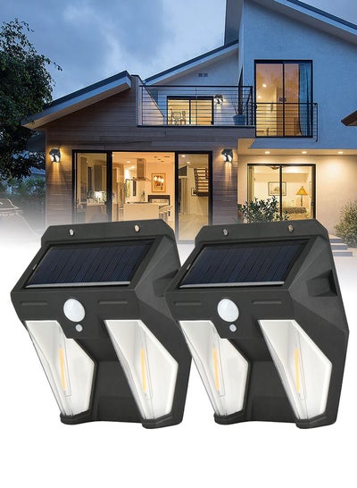 Buy 2 Pack Solar Wall Lights Outdoor Motion Sensor, 2 Modes, Smart Security Lighting, Waterproof LED Lights for House, Porch, Patio, and Fence in Saudi Arabia