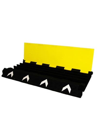 Buy BERRY Cable Protector 4 Channel | Pedestrian Cable Protector Ramp PVC | Outdoor Cable Cover Black with Yellow Lid in UAE