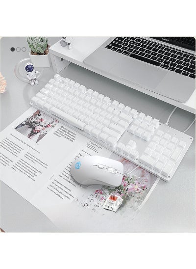 Buy Retro Crystal Clear Mechanical Keyboard for Typing Xinghe White-warm white light [tea shaft] + Mouse in Saudi Arabia