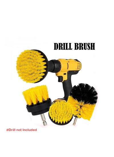 اشتري 3 Pcs Electric Scrubber Brush Drill Brush Kit Plastic Round Cleaning Brush For Carpet Glass Car Tires Nylon Brushes Kitchen Tools Dust Removal في السعودية