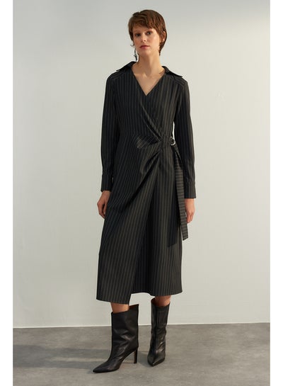 اشتري Black Double Breasted Striped Woven Dress TWOAW24EL00239 في مصر