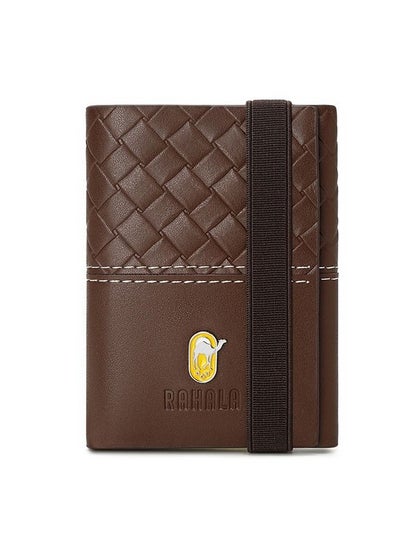 Buy RA102 Genuine Leather Multiple Card Slots Casual Trifold Wallet - Brown in Egypt