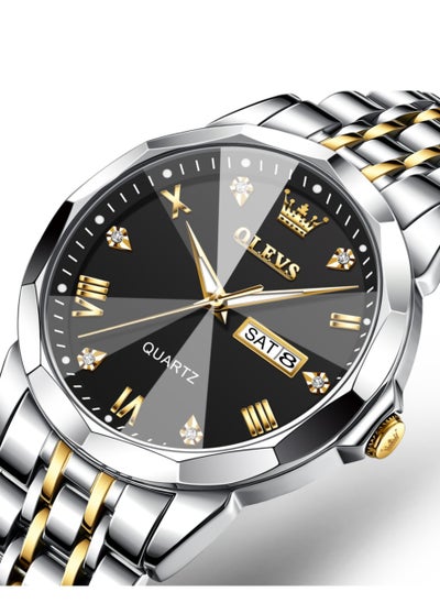 Buy Men's Water Resistant Stainless Steel Analog Wrist Watch 41 mm - Black/Silver in Saudi Arabia