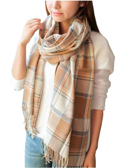 اشتري Wander Agio Womens Scarves Warm Long Shawl Wraps Wool Large Scarf Gird Beige في الامارات