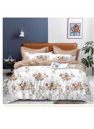 Buy King Size 6 Piece Duvet Cover Set Contemporary Leaf Print Bedding Sets, Smooth Cotton Material Modern Geometric Print in UAE