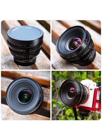 اشتري 7 Artisans 12mm T2.9 Large Aperture APS-C Ultra Wide Angle Cine Lens, Manual Fixed Focus Low Distortion Cinema Lens Compatible for Sony E-Mount A7 Series FX3 A7S3 A7M3 A7R3 A7M4, Black في الامارات