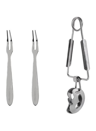 Buy Snail Tong Forks Set Stainless Steel Escargot Tongs Snail Fork Clip Food Serving Tongs Escargot Dining Set for Kitchen Cooking Restaurant Serving 3Pcs in UAE