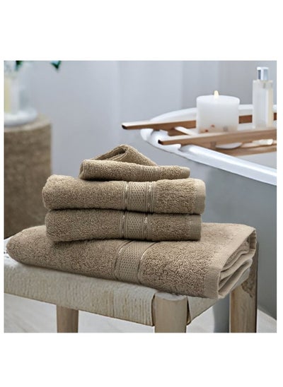 اشتري Daffodil (Light Beige) Premium Bath Towel (70x140 Cm-Set of 2) 100% Cotton, Highly Absorbent and Quick dry, Hotel and Spa Quality Bath linen with Stripe Diamond Dobby-500 Gsm في الامارات