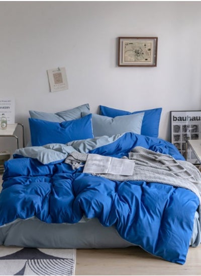 Buy Premium Korean Bedding Set, Plain Grey and Blue Color in UAE