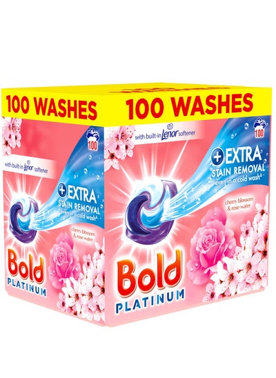 Buy 100-Pods Platinum Sensitive Detergent Washing Pods/Tablets With  Extra-Stain Removal In Cherry Blossom and Rose Water Scent in UAE