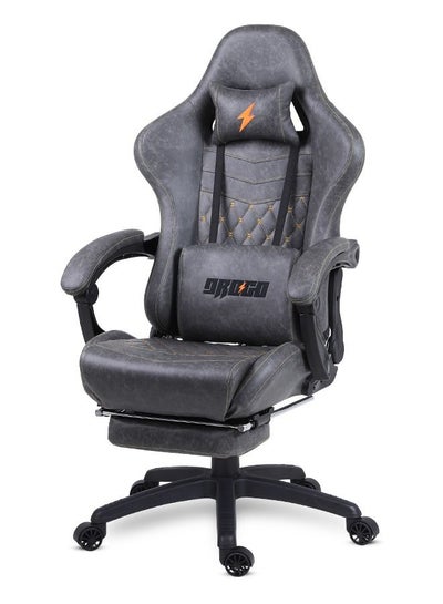 Buy Drogo Ergonomic Gaming Chair with 7 Way adjustable Seat PU Leather Material Desk Chair Head & USB Massager Lumbar Pillow Video Games Chair Home  Office Chair with Full Reclining Back Footrest Grey in UAE