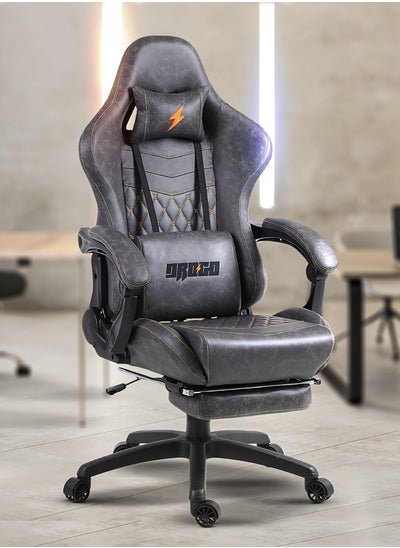 Buy Drogo Ergonomic Gaming Chair with 7 Way adjustable Seat PU Leather Material Desk Chair Head & USB Massager Lumbar Pillow Video Games Chair Home  Office Chair with Full Reclining Back Footrest Grey in Saudi Arabia