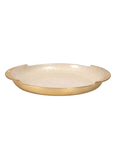 Buy Rabiya Round Small Tray, Gold - 32 cm in UAE