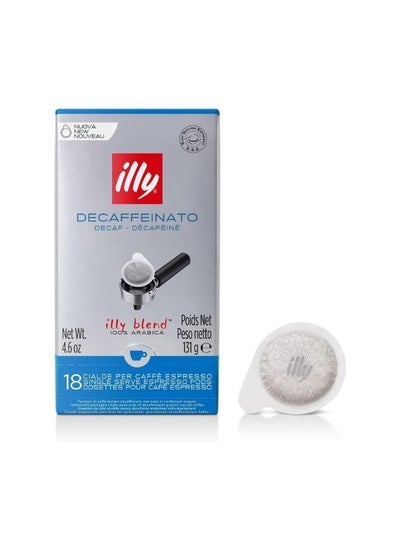 Buy Illy Classico Pods Decaffeinated Medium Roast Classic with Notes Of Chocolate and Caramel 100% Arabica Coffee, All Natural, No Preservatives, 18 Count in UAE