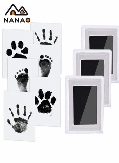 Buy 2 Uses Newborn Baby Handprint or Footprint Kit with Included Safe Clean-Touch Ink Pad Footprint Photo (black) in Saudi Arabia