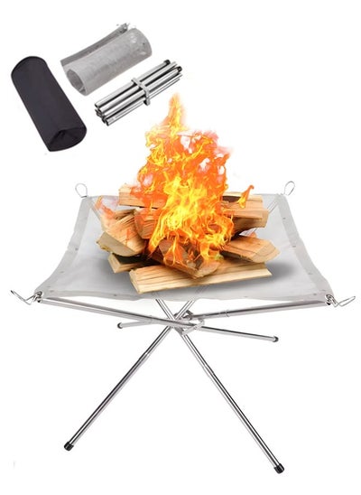 Buy Folding Campfire Rack 25x10x10cm Stainless Steel Outdoor Wood Burning in Saudi Arabia