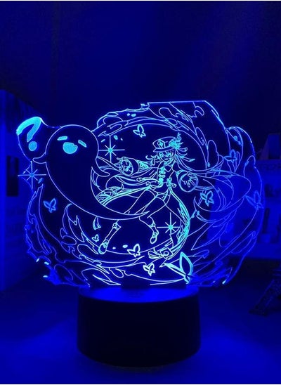 اشتري 3D Night Light 3D Light Game Lamp Illusion Light Nightlight Genshin Impact Figure Hutao LED Color Changing USB Game Room Decor Gift Touch Sensor Remote Control Lighting في الامارات