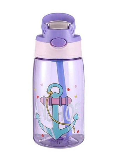 Buy Kids Water Bottle with Silicone Straw and Handle, Easy Use for Girls and Boys, BPA-free Water Bottle for Kids 480 ML- Purple in UAE