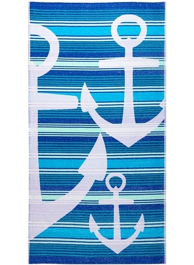 Buy Signoola Beach Towel 90 x 170 cm Blue Anchor , 100% cotton. in Egypt