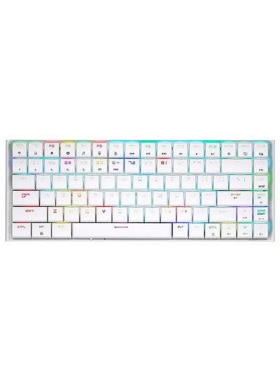 Buy MK27 84 Keys Three-mode Mechanical Keyboard RGB Keyboard Support 2.4G/BT/USB Wired Connection Blue Switches White in UAE