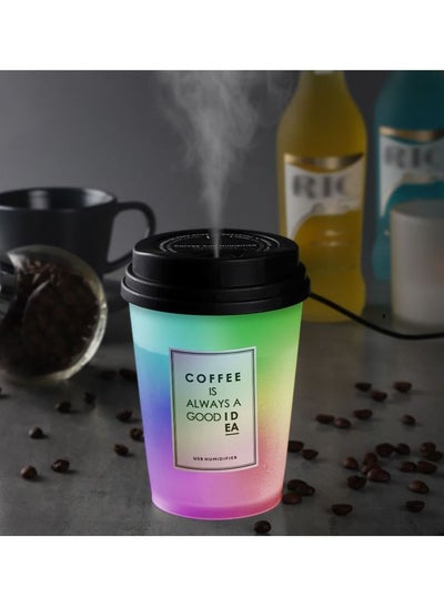 Buy USB Humidifier 300ml Coffee Cup Low Noise Auto Off Compact Lightweight Space Saving Mini Humidifier For Car Home Office in Saudi Arabia