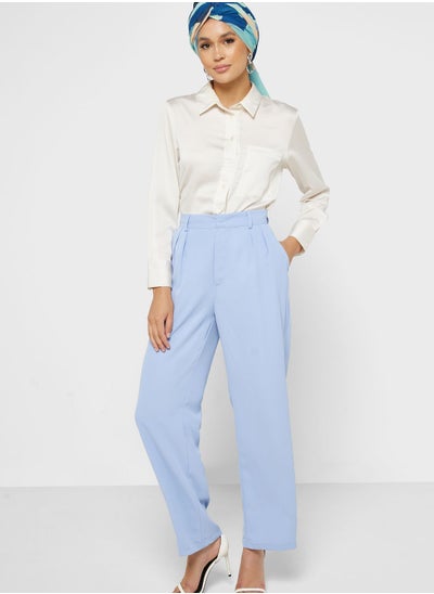 Buy Plicated Detail Straight Pants in Saudi Arabia