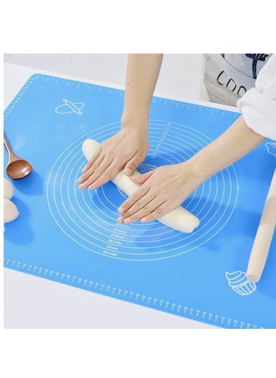 Buy Silicone Baking Mat for Rolling Pastry Dough, 65cm x 45cm Food Grade Silicone Non-stick and Non-Slip Sheet Baking Supplies for Bake Pizza Cake, Multicolor in UAE