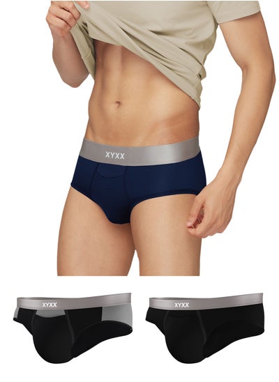 Buy Pack of 3 Illuminati Intellisoft Micro Modal Color Blocked Solid Men Brief in UAE