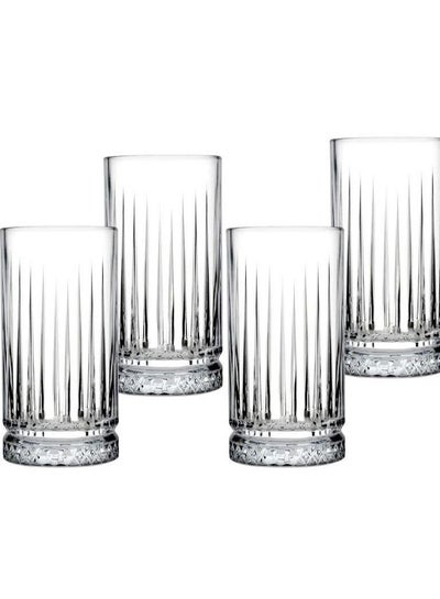 Buy Striped Turkish glass water cups, 4 pieces in Saudi Arabia