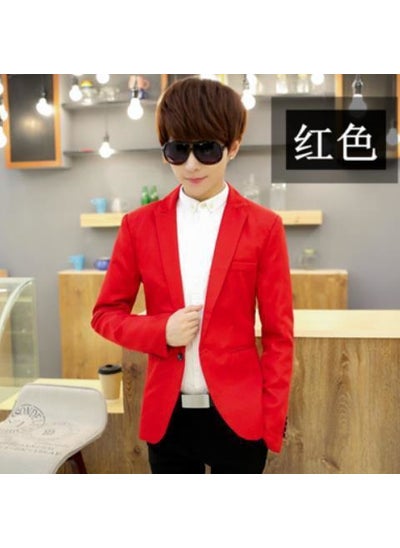 Buy Mens Formal Suit Jacket Business Wedding Groomsmen Attire Red X07 in UAE