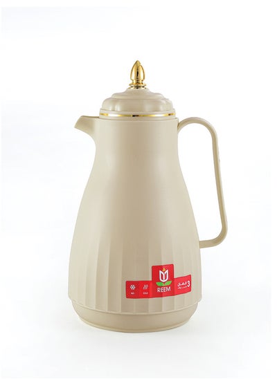 Buy Plastic Coffee & Tea Flask 1 Liter Beige/Gold in Saudi Arabia