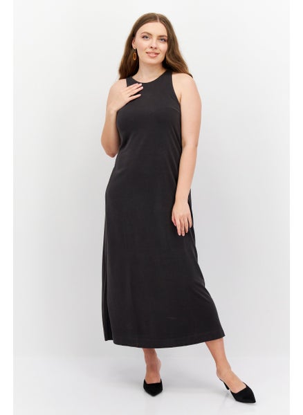 Buy Women Solid Midi Dress, Charcoal in Saudi Arabia